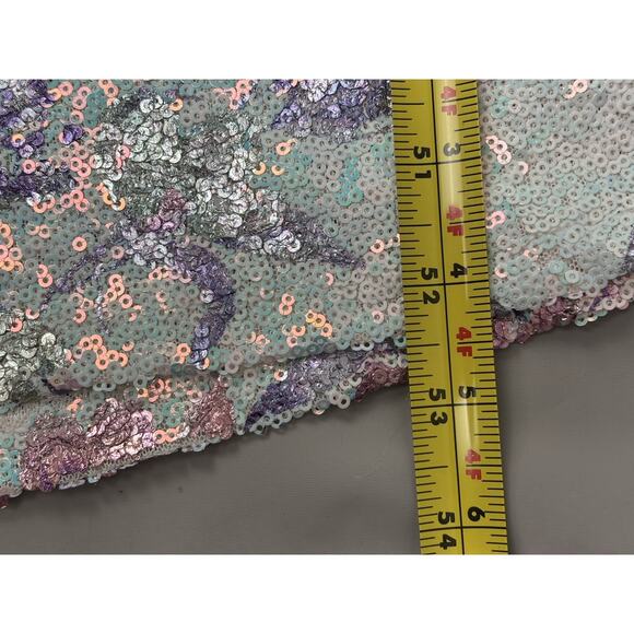 City Studio Floral Sequin Mermaid Dress Aqua Lilac Sz Large Fairy Whimsical - Picture 12 of 16